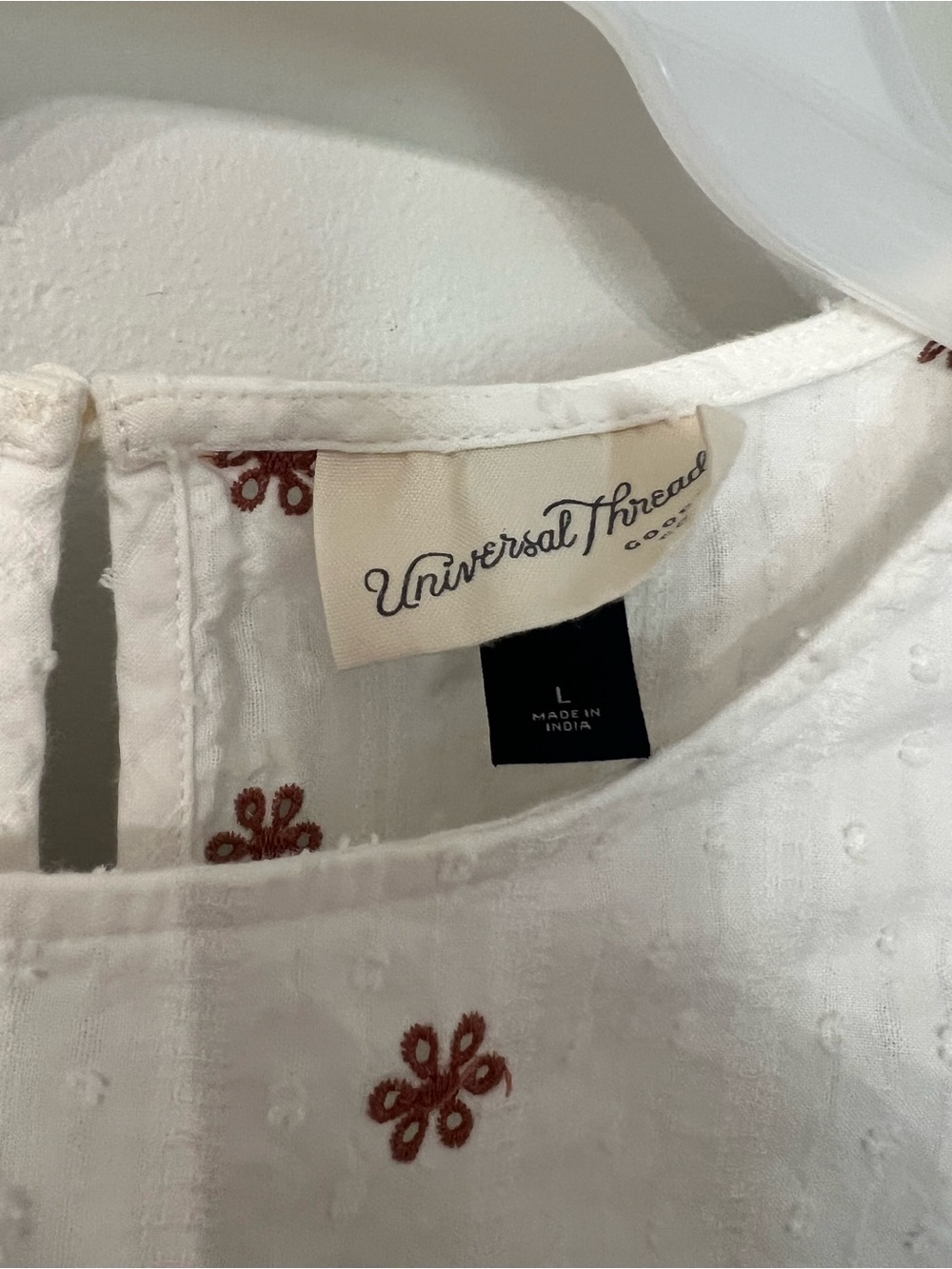 Universal Thread White Peplum Top with Rust Floral Embroidery - Picture 2 of 2